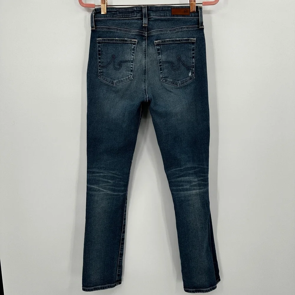 AG Adriano Goldschmied Mari High Rise Straight Jeans Distressed Blue 27R